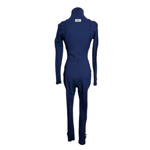 BBXBRAND blue skin piped long sleeves fitted catsuit size Small - Picture 2 of 15